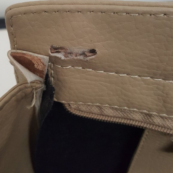 Women's MICHAEL KORS Large Luggage  Beige Leather Satchel Bag Tote Handbag - Picture 15 of 16